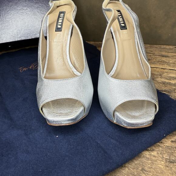 Le Silla Garland Strass Silver Swarovski Crystal Platform Slingbacks Size 39 - Picture 5 of 14